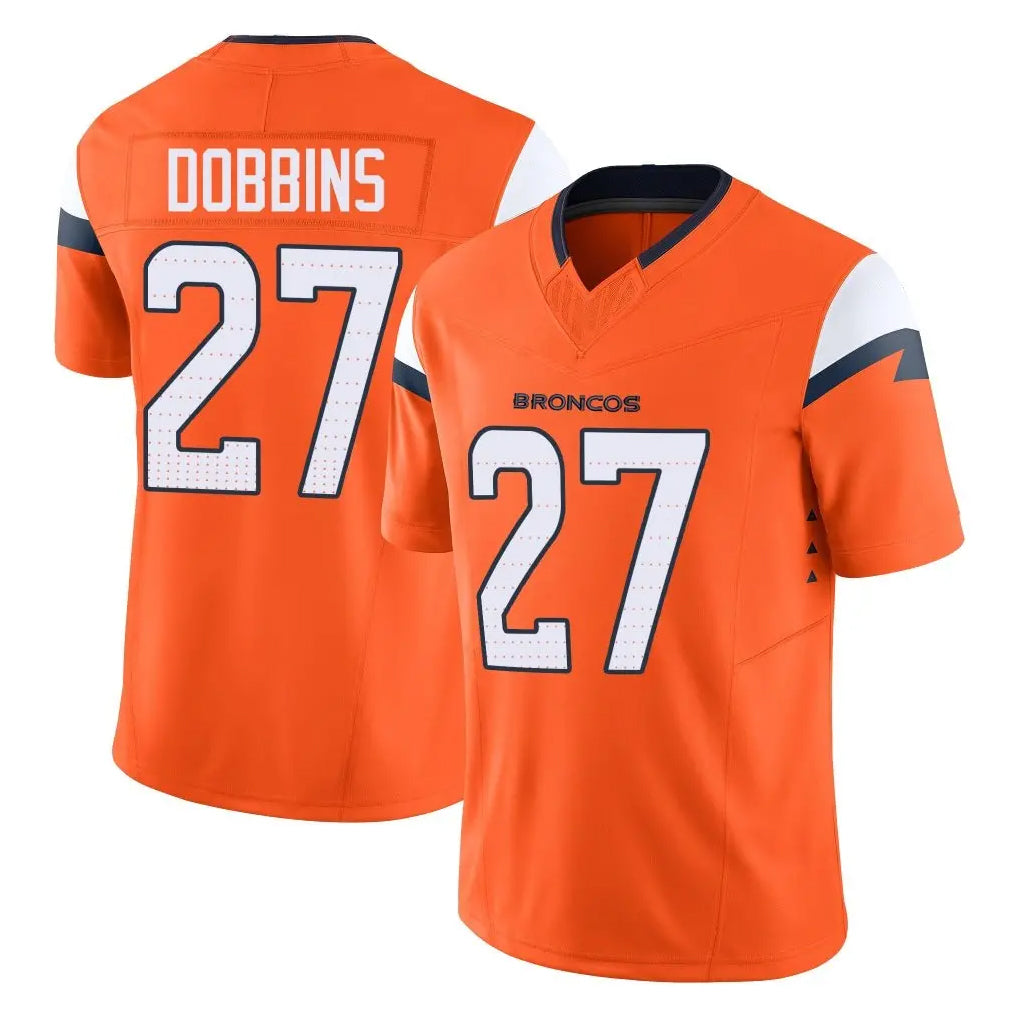 Blackjersey D.Broncos #27 J.K. Dobbins Player Orange Vapor F.U.S.E. Limited Home Game Stitched Jerseys