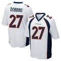 Blackjersey D.Broncos #27 J.K. Dobbins Player White Game Stitched Jerseys
