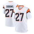 Blackjersey D.Broncos #27 J.K. Dobbins Player White Home Game Stitched Jerseys