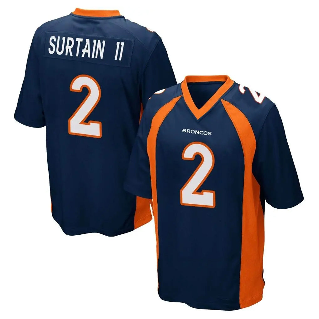Blackjersey D.Broncos #2 Pat Surtain II Player Navy Game Stitched Jerseys