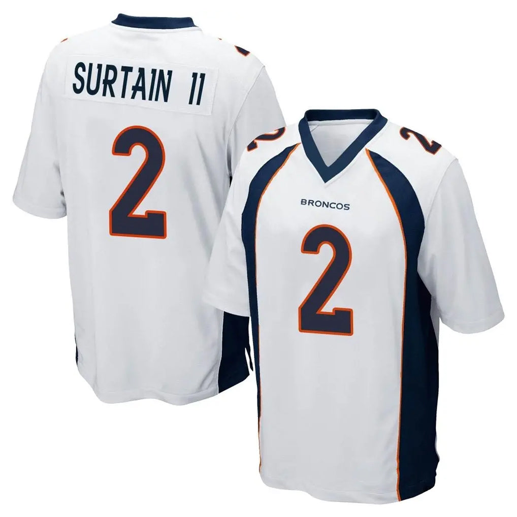 Blackjersey D.Broncos #2 Pat Surtain II Player White Game Stitched Jerseys