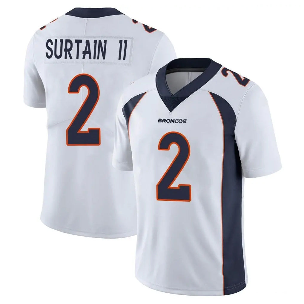 Blackjersey D.Broncos #2 Pat Surtain II Player White Vapor Untouchable Limited Home Game Stitched Jerseys