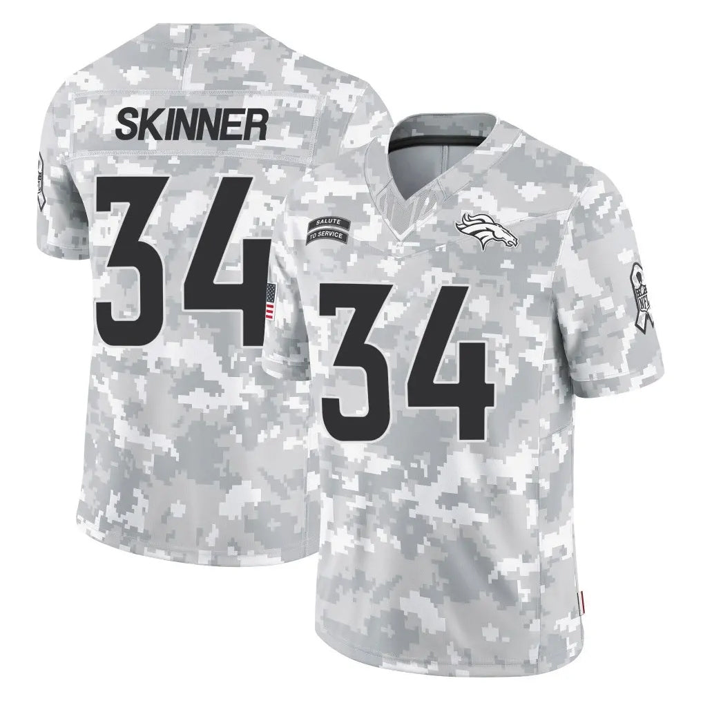 Blackjersey D.Broncos #34 JL Skinner Player Arctic Camo Salute To Service Limited Stitched Jerseys