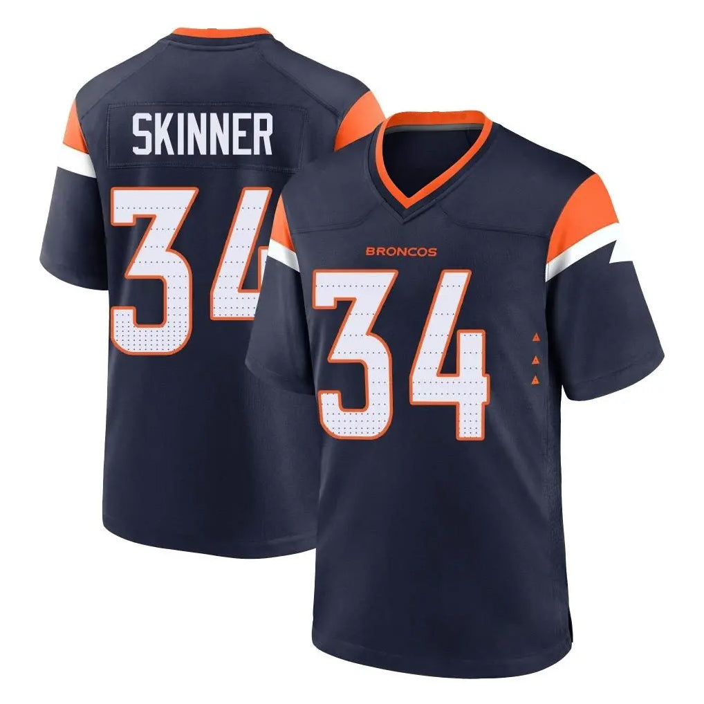 Blackjersey D.Broncos #34 JL Skinner Player Navy Home Game Stitched Jerseys