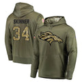 Blackjersey D.Broncos #34 JL Skinner Player Olive Salute to Service Pullover Hoodies Home Game Stitched Jerseys