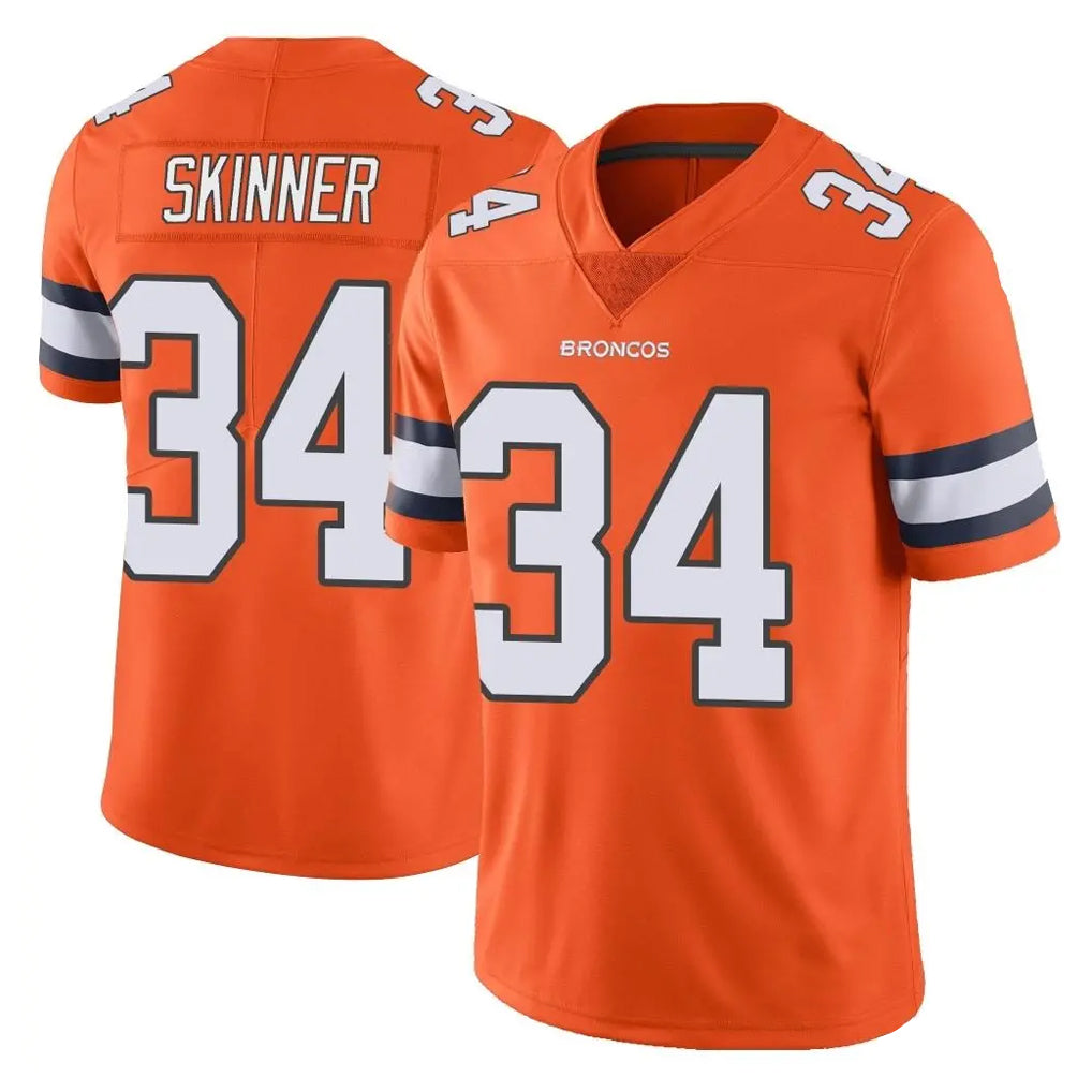 Blackjersey D.Broncos #34 JL Skinner Player Orange Vapor Untouchable Limited Home Game Stitched Jerseys