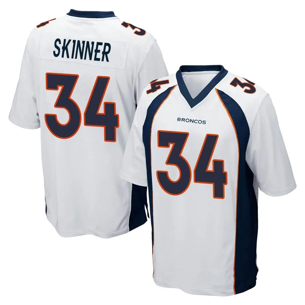 Blackjersey D.Broncos #34 JL Skinner Player White Game Stitched Jerseys