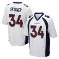 Blackjersey D.Broncos #34 JL Skinner Player White Game Stitched Jerseys