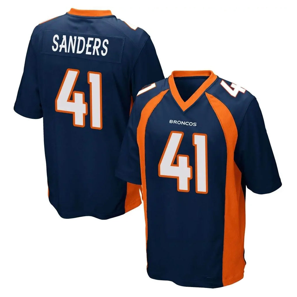 Blackjersey D.Broncos #41 Drew Sanders Player Navy Game Stitched Jerseys