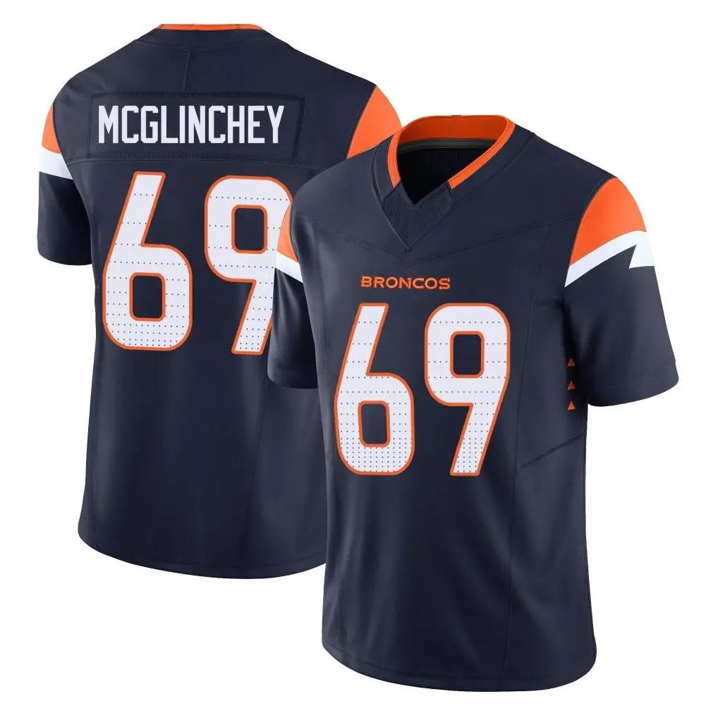 Blackjersey D.Broncos #69 Mike McGlinchey Player Navy Limited Vapor F.U.S.E. Home Game Stitched Jerseys