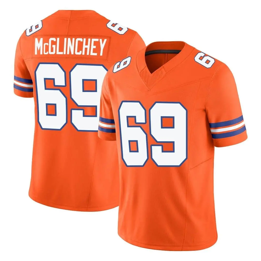 Blackjersey D.Broncos #69 Mike McGlinchey Player Orange Limited Alternate Vapor F.U.S.E. Throwback Game Stitched Jerseys