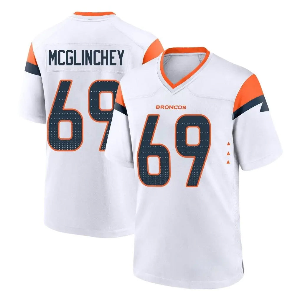 Blackjersey D.Broncos #69 Mike McGlinchey Player White Home Game Stitched Jerseys