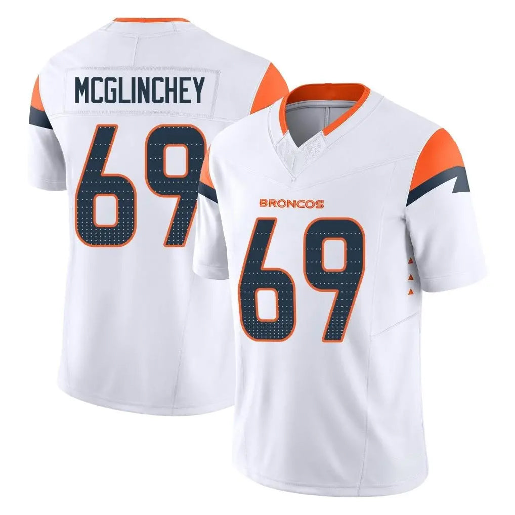 Blackjersey D.Broncos #69 Mike McGlinchey Player White Limited Vapor F.U.S.E. Home Game Stitched Jerseys