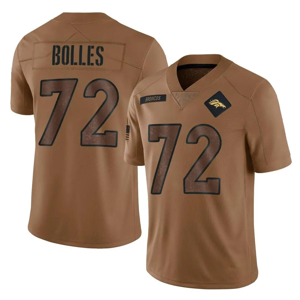 Blackjersey D.Broncos #72 Garett Bolles Player Brown Salute To Service Limited Stitched Jerseys