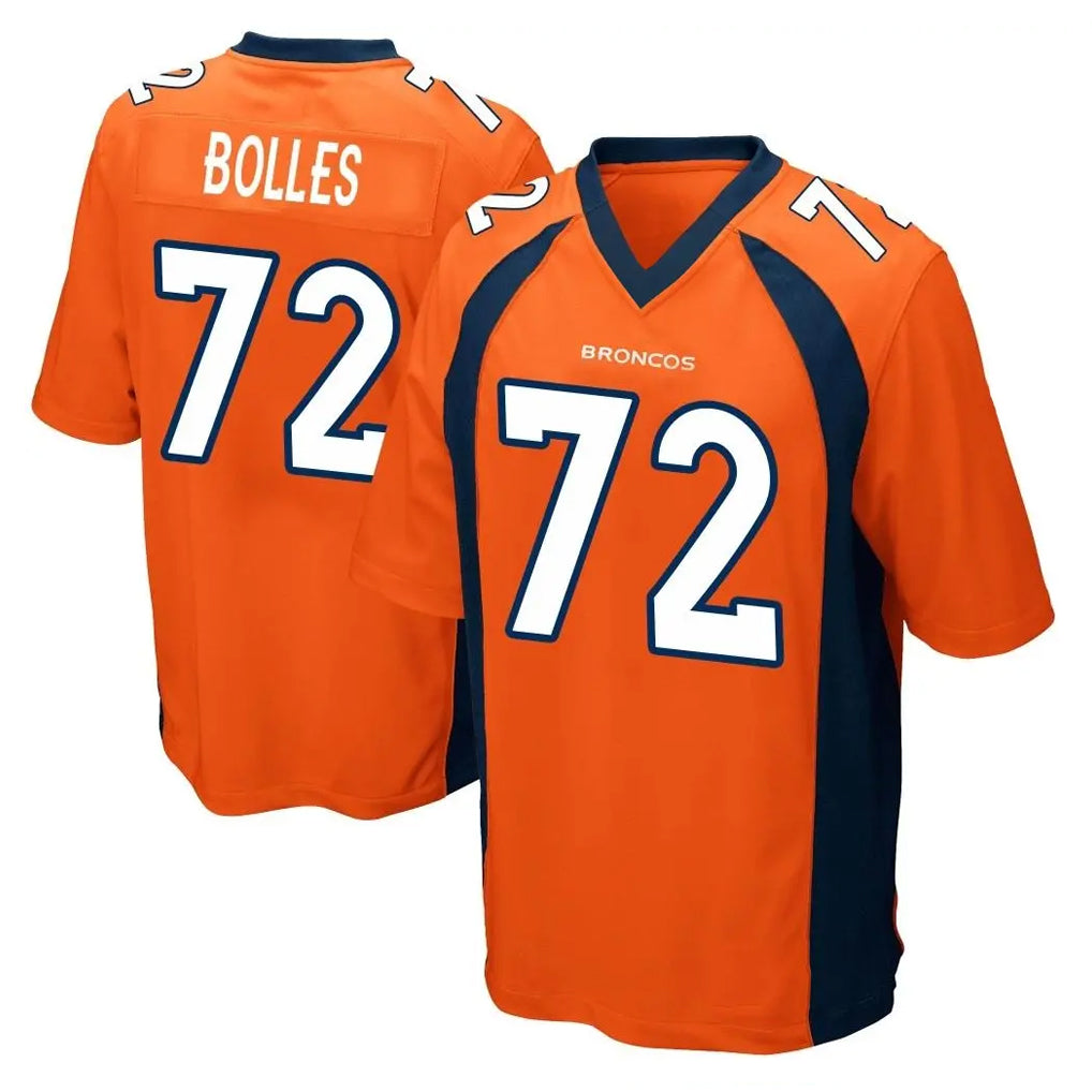 Blackjersey D.Broncos #72 Garett Bolles Player Orange Color Home Game Stitched Jerseys