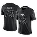 Blackjersey D.Broncos #73 Frank Crum Player Black Reflective Limited Stitched Jerseys