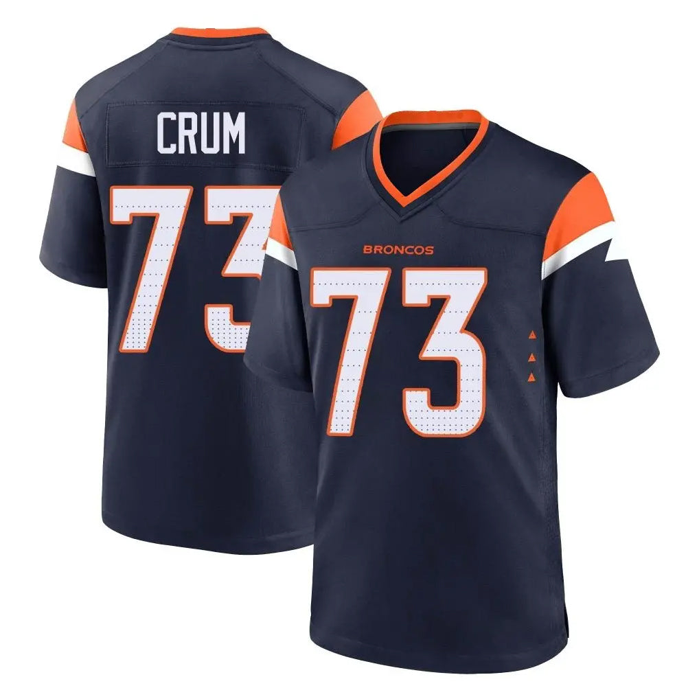 Blackjersey D.Broncos #73 Frank Crum Player Navy Home Game Stitched Jerseys