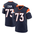 Blackjersey D.Broncos #73 Frank Crum Player Navy Home Game Stitched Jerseys