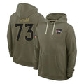 Blackjersey D.Broncos #73 Frank Crum Player Olive Salute to Service Pullover Hoodies Limited Stitched Jerseys