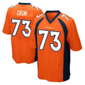 Blackjersey D.Broncos #73 Frank Crum Player Orange Color Home Game Stitched Jerseys