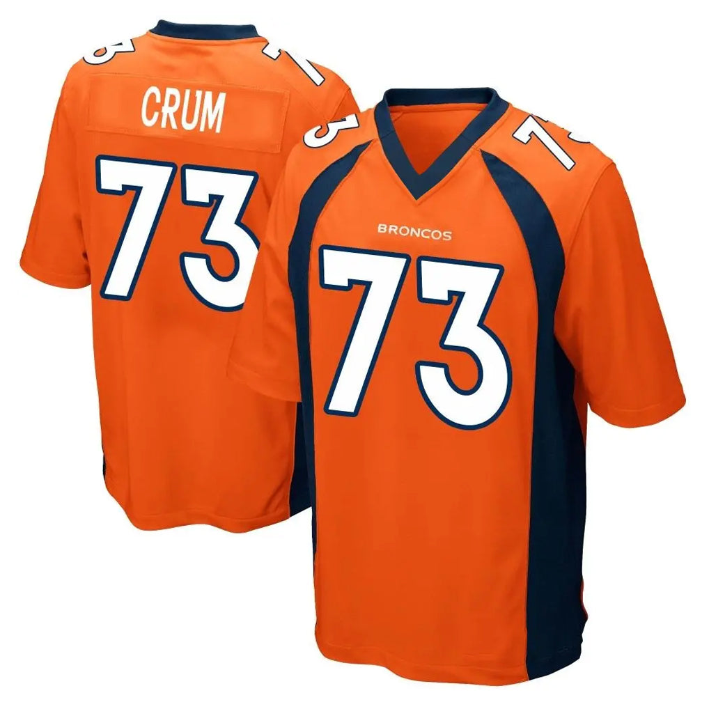 Blackjersey D.Broncos #73 Frank Crum Player Orange Color Home Game Stitched Jerseys