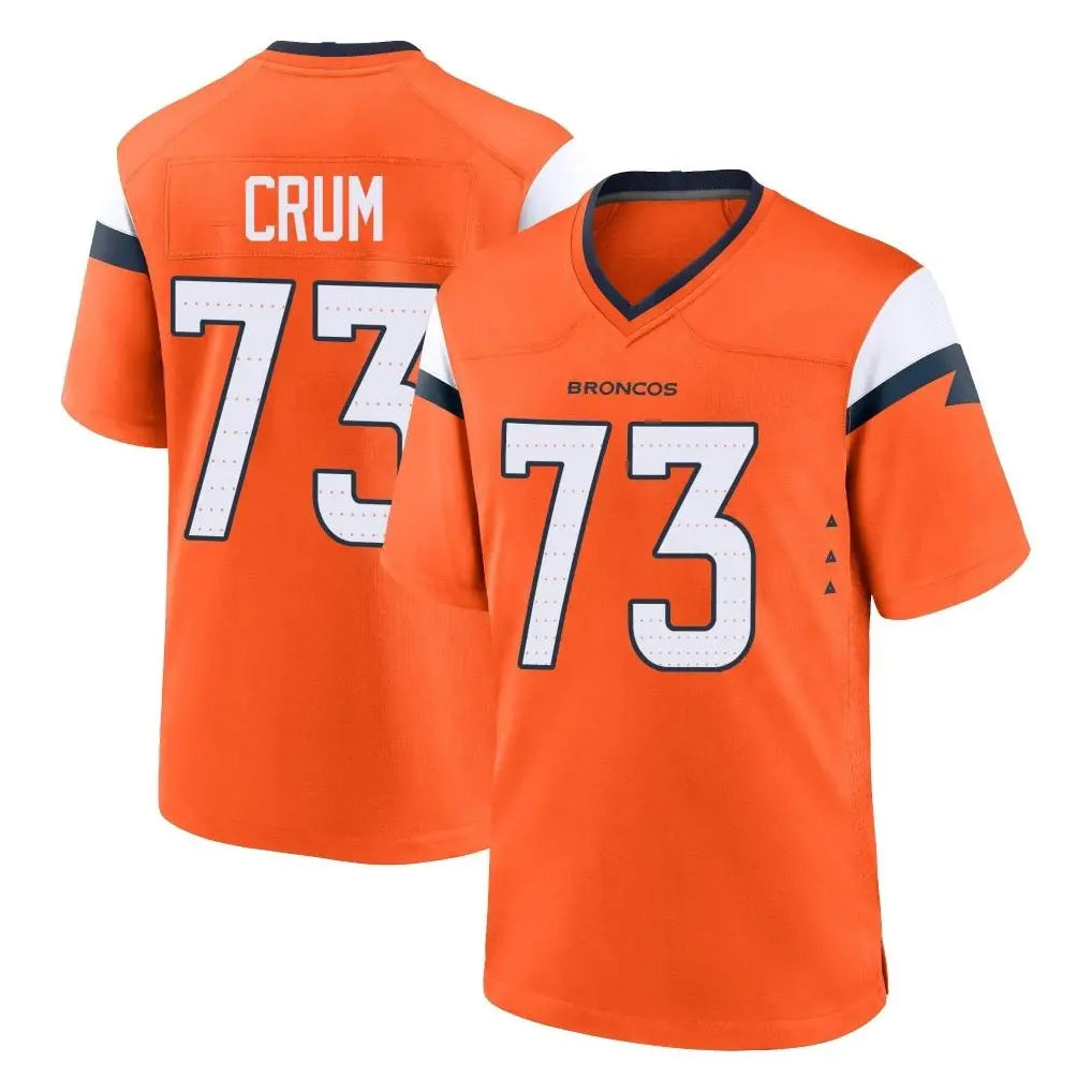 Blackjersey D.Broncos #73 Frank Crum Player Orange Home Game Stitched Jerseys