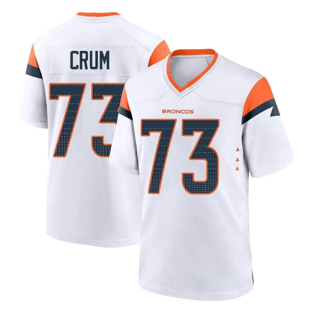 Blackjersey D.Broncos #73 Frank Crum Player White Home Game Stitched Jerseys
