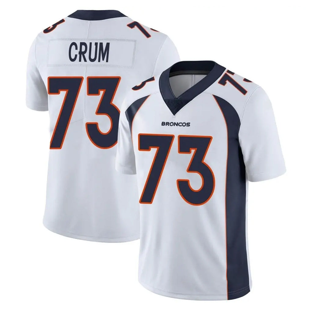 Blackjersey D.Broncos #73 Frank Crum Player White Vapor Untouchable Limited Home Game Stitched Jerseys
