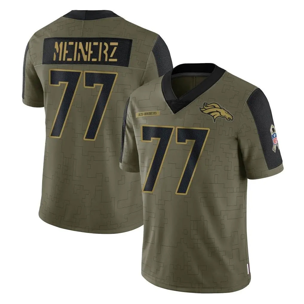 Blackjersey D.Broncos #77 Quinn Meinerz Player Olive Salute To Service Limited Game Stitched Jerseys