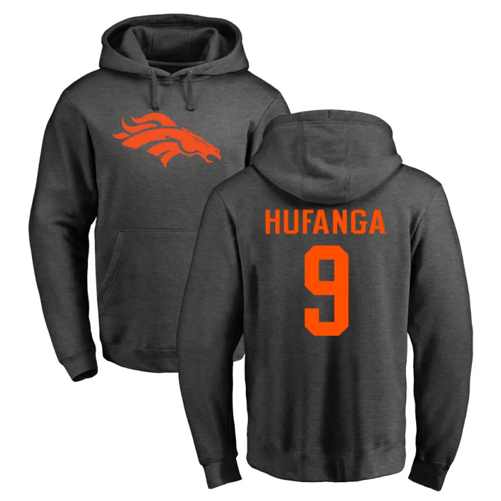 Blackjersey D.Broncos #9 Talanoa Hufanga Player Ash One Color Pullover Hoodie Limited Stitched Jerseys