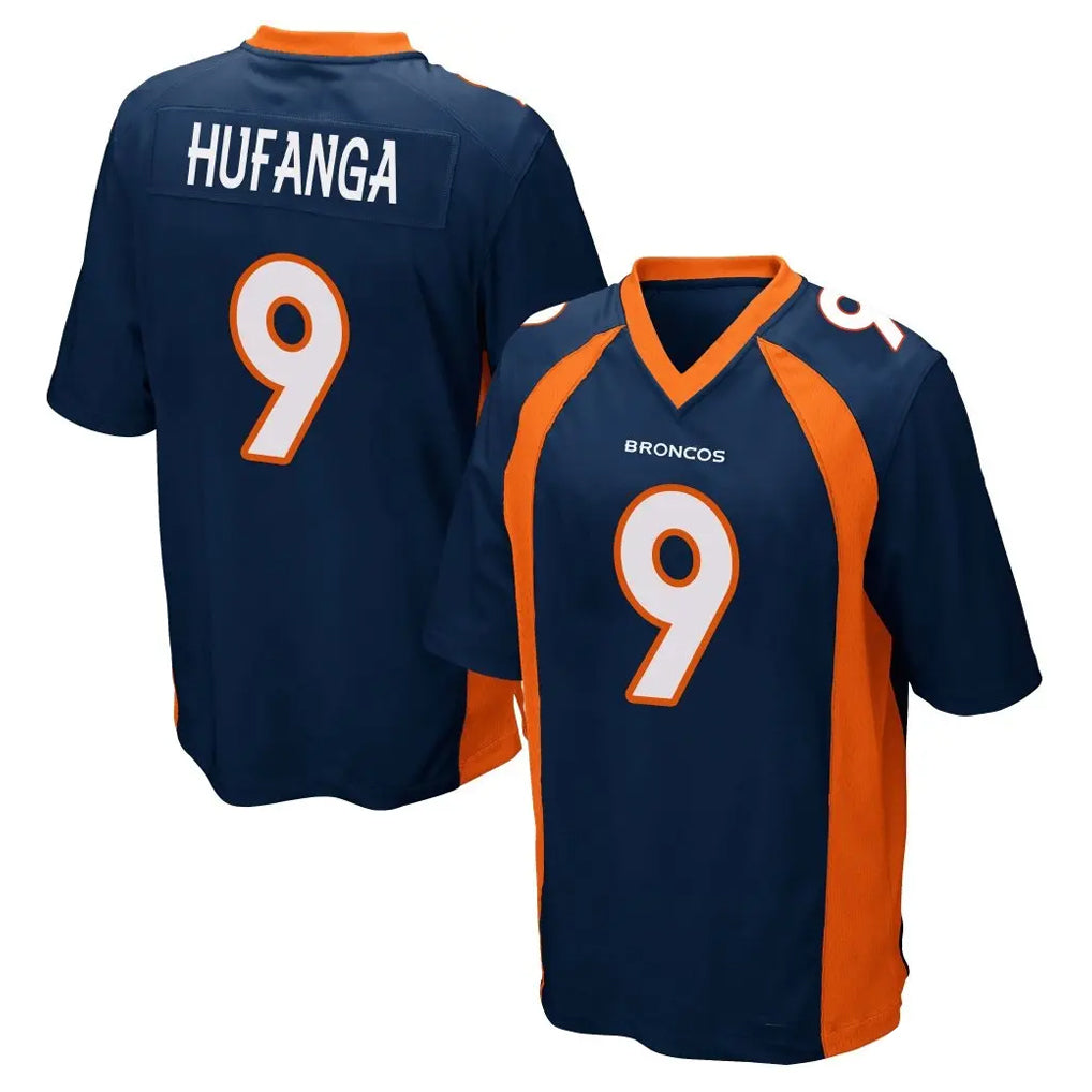 Blackjersey D.Broncos #9 Talanoa Hufanga Player Navy Game Stitched Jerseys