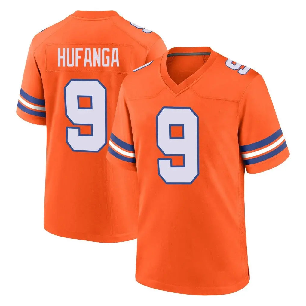 Blackjersey D.Broncos #9 Talanoa Hufanga Player Orange Alternate Collection Throwback Game Stitched Jerseys