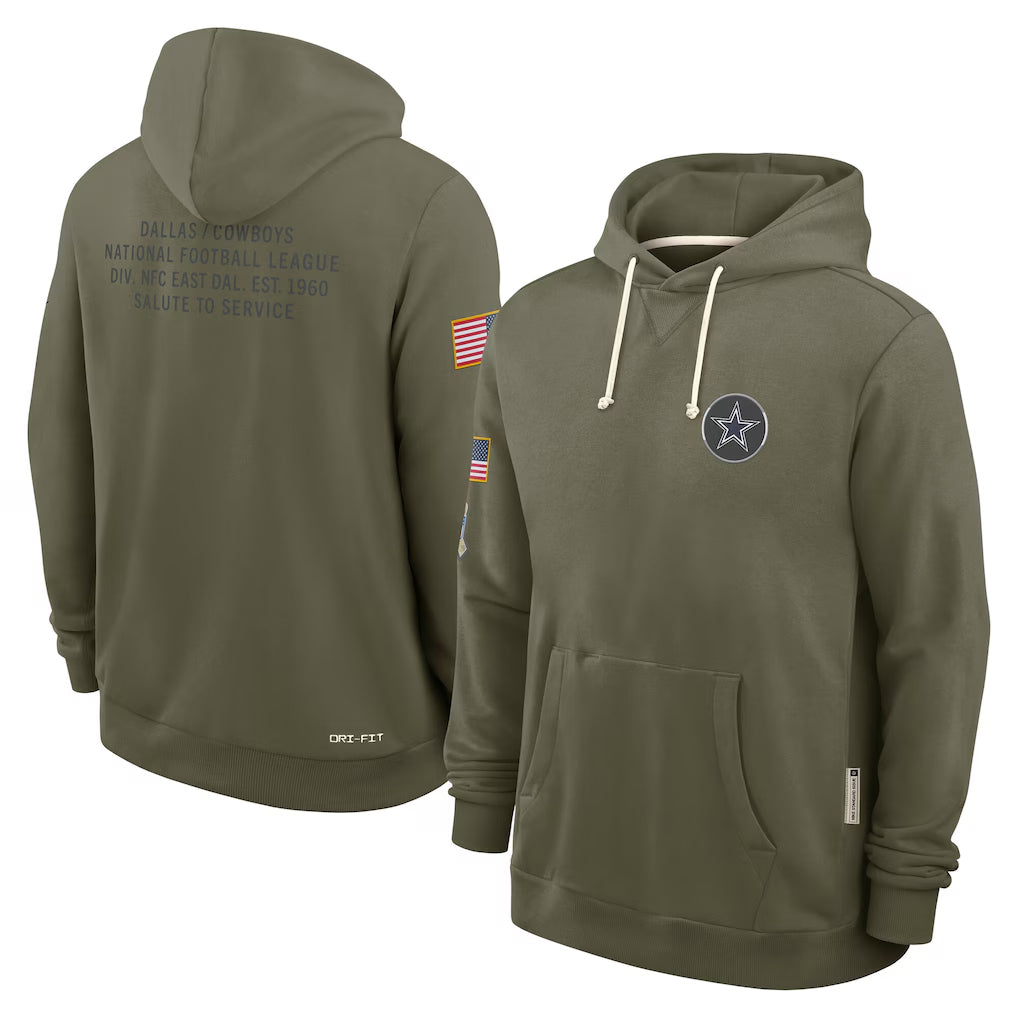 Blackjersey D.Cowboys Olive Salute to Service Pullover Hoodies Limited Blank Player Stitched Jerseys