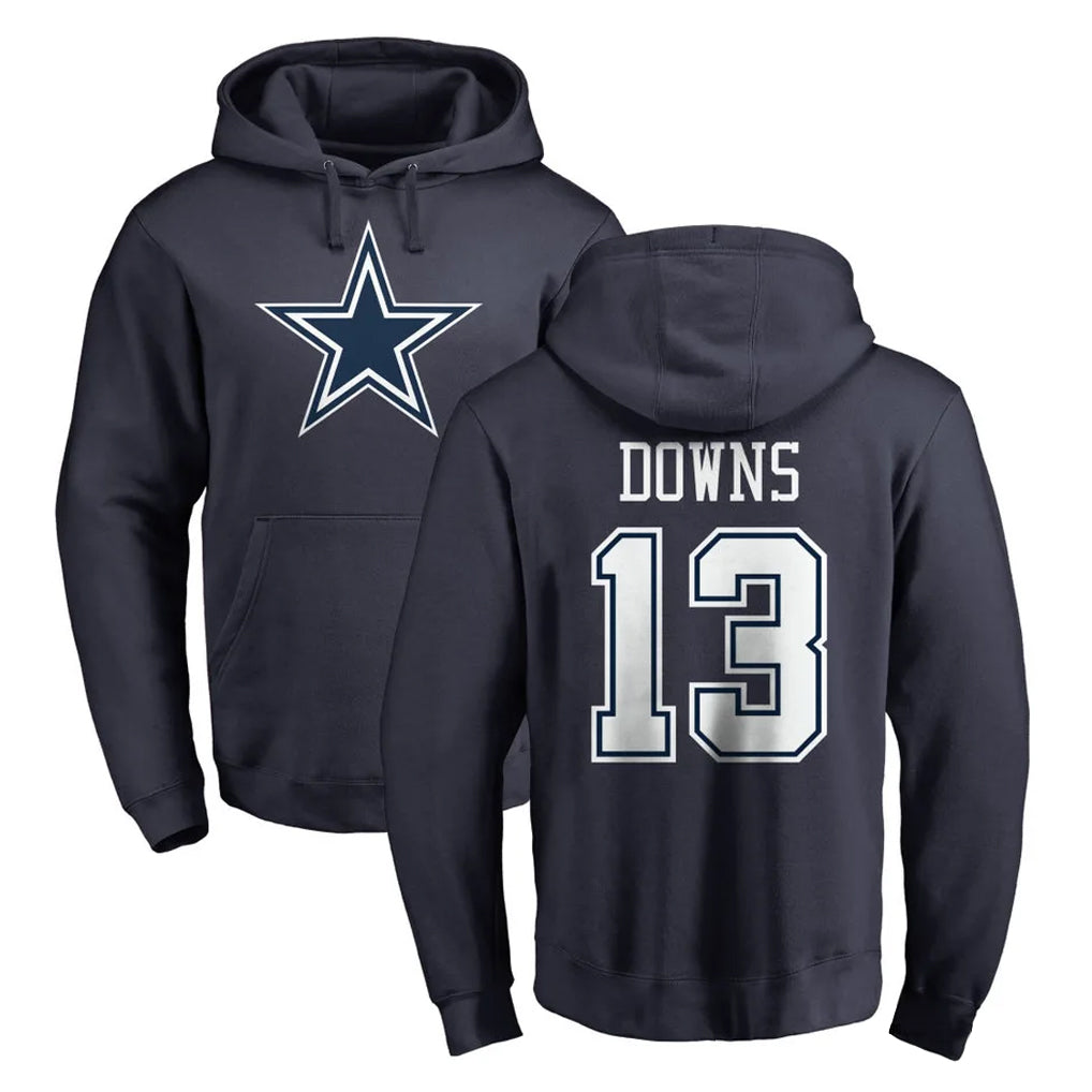 Blackjersey D.Cowboys #13 Caleb Downs Player Navy Pullover Hoodies Limited Stitched Jerseys