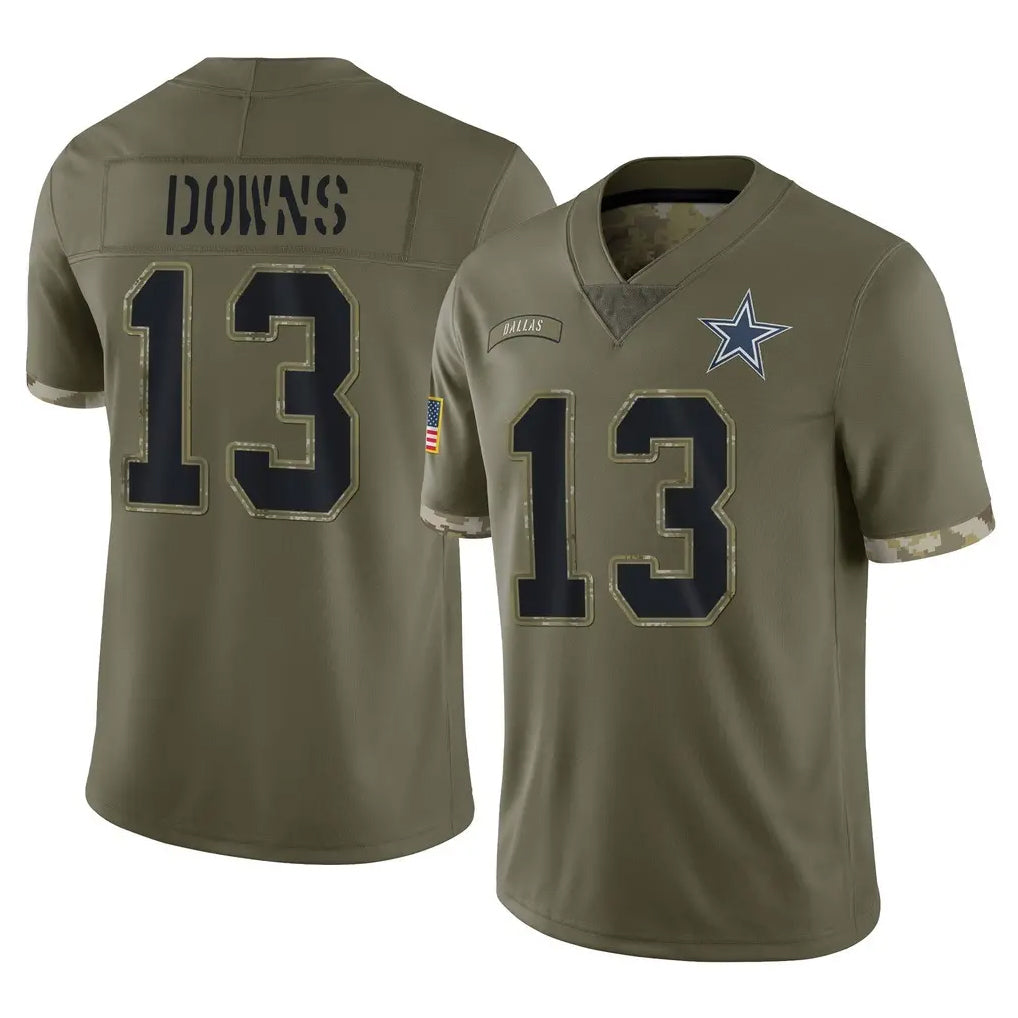 Blackjersey D.Cowboys #13 Caleb Downs Player Olive Salute to Service Limited Game Stitched Jerseys
