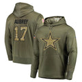 Blackjersey D.Cowboys #17 Brandon Aubrey Player Olive Salute to Service Pullover Hoodies Home Game Stitched Jerseys