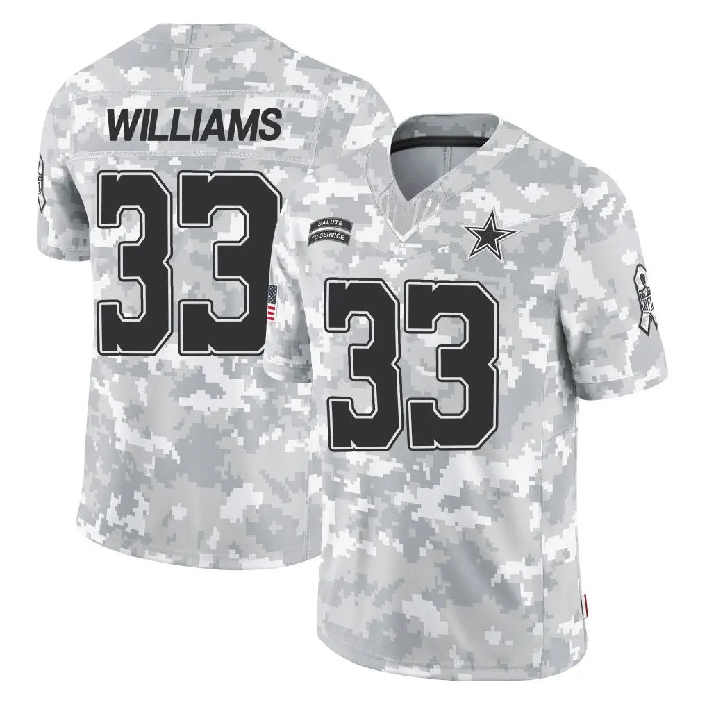 Blackjersey D.Cowboys #33 Javonte Williams Player Arctic Camo Salute to Service Limited Home Game Stitched Jerseys