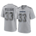 Blackjersey D.Cowboys #33 Javonte Williams Player Gray Atmosphere Fashion Home Game Stitched Jerseys