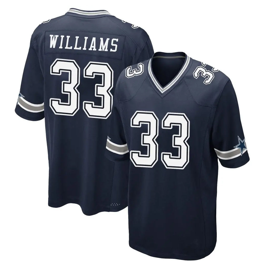 Blackjersey D.Cowboys #33 Javonte Williams Player Navy Home Game Stitched Jerseys