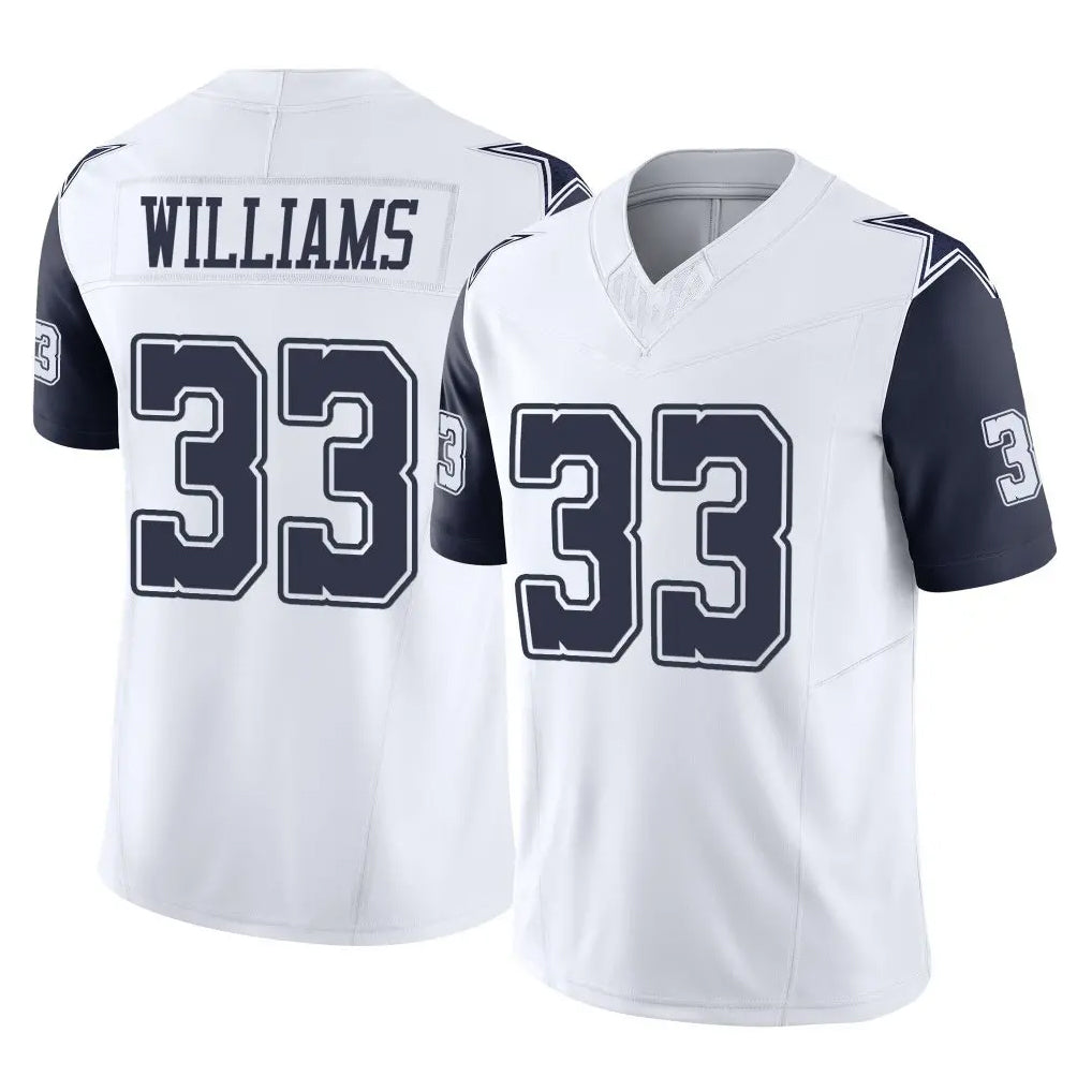Blackjersey D.Cowboys #33 Javonte Williams Player White-Navy Limited Vapor F.U.S.E. Home Game Stitched Jerseys