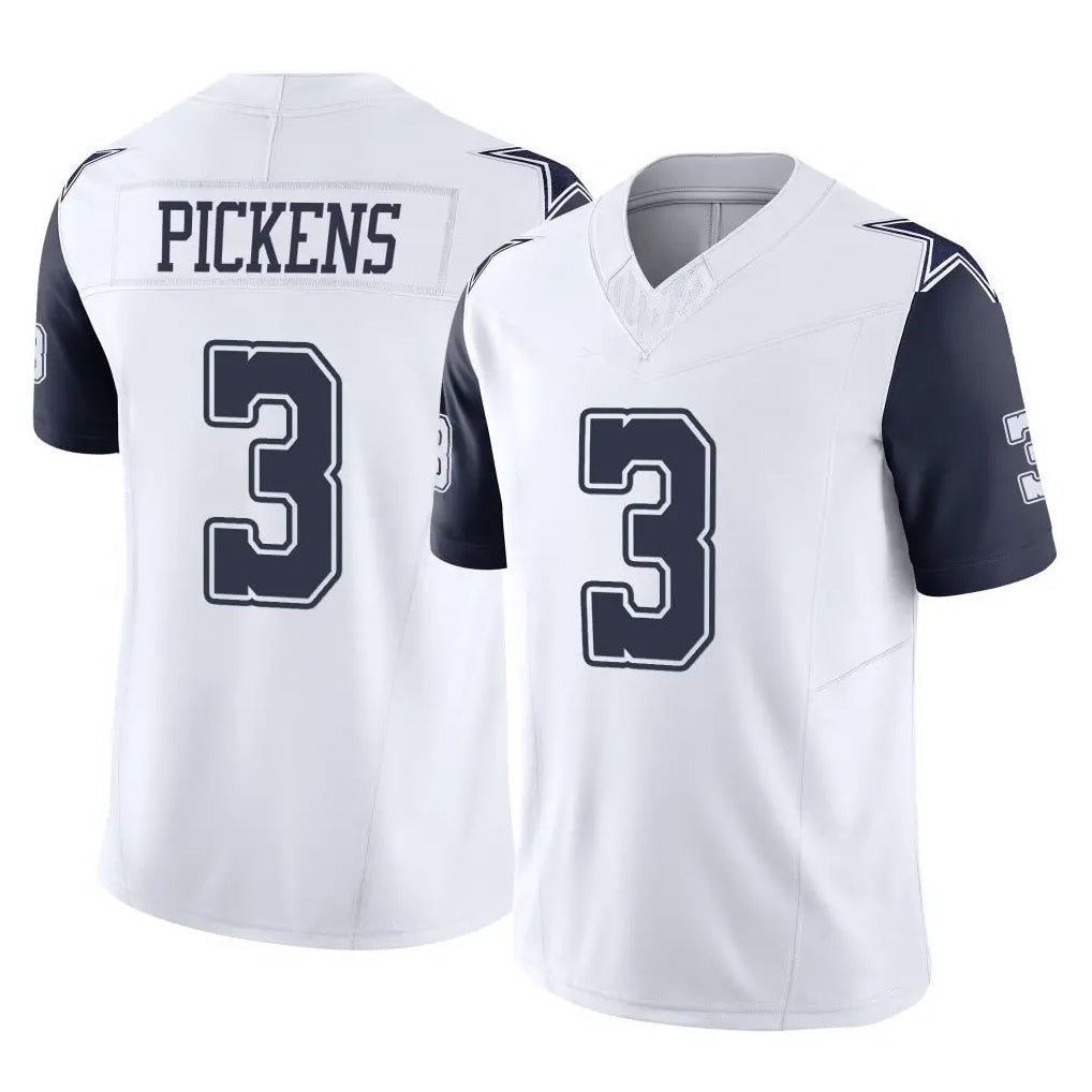 Blackjersey D.Cowboys #3 George Pickens Player White-Navy Limited Vapor F.U.S.E. Home Game Stitched Jerseys