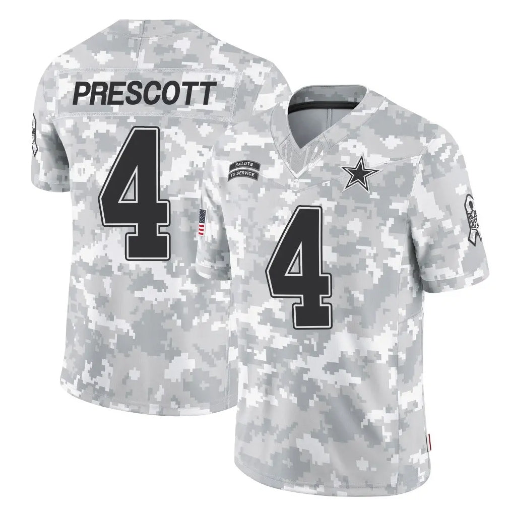 Blackjersey D.Cowboys #4 Dak Prescott Player Arctic Camo Salute to Service Limited Home Game Stitched Jerseys