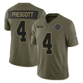 Blackjersey D.Cowboys #4 Dak Prescott Player Olive 2025 Salute to Service Limited Home Game Stitched Jerseys