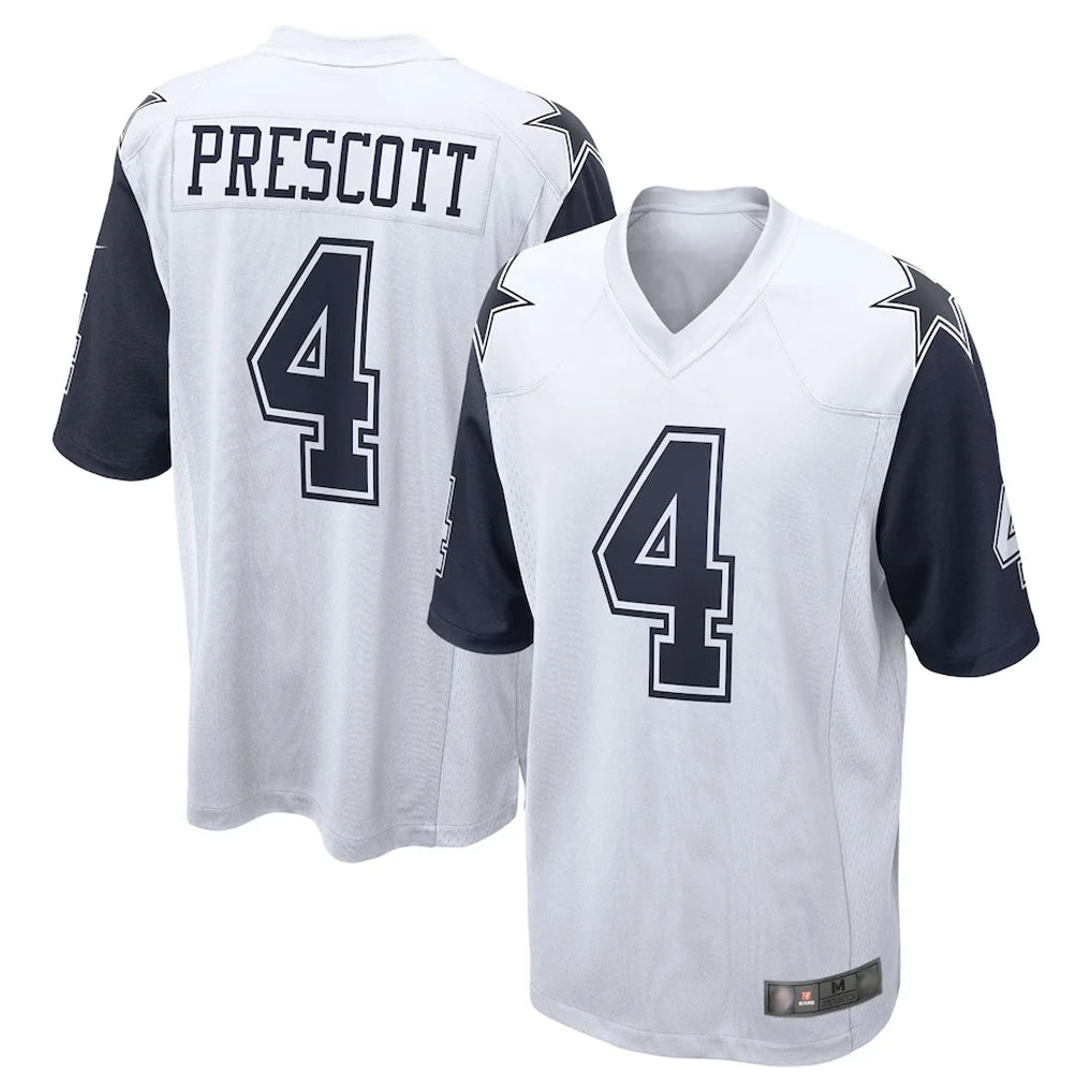 Blackjersey D.Cowboys #4 Dak Prescott Player White-Navy Home Game Stitched Jerseys