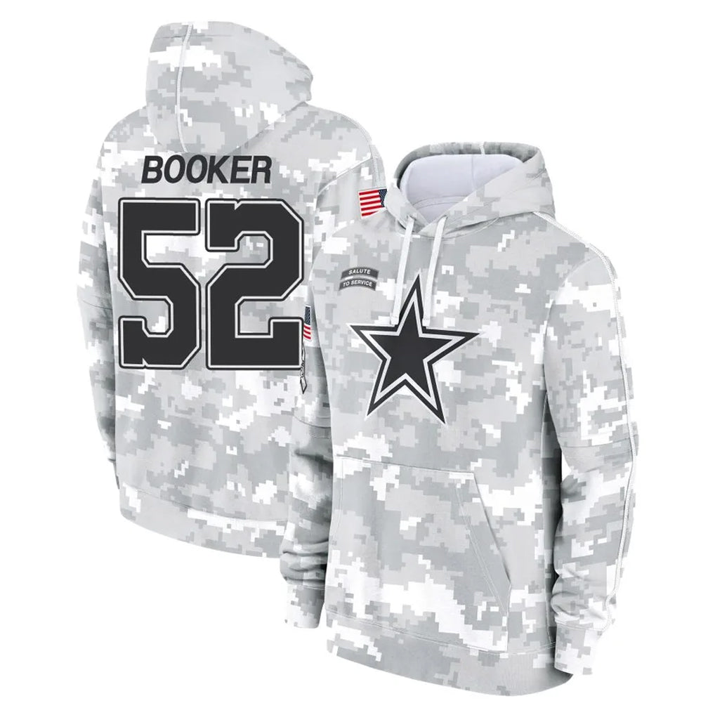 Blackjersey D.Cowboys #52 Tyler Booker Player Arctic Camo Salute to Service Hoodies Limited Game Stitched Jerseys