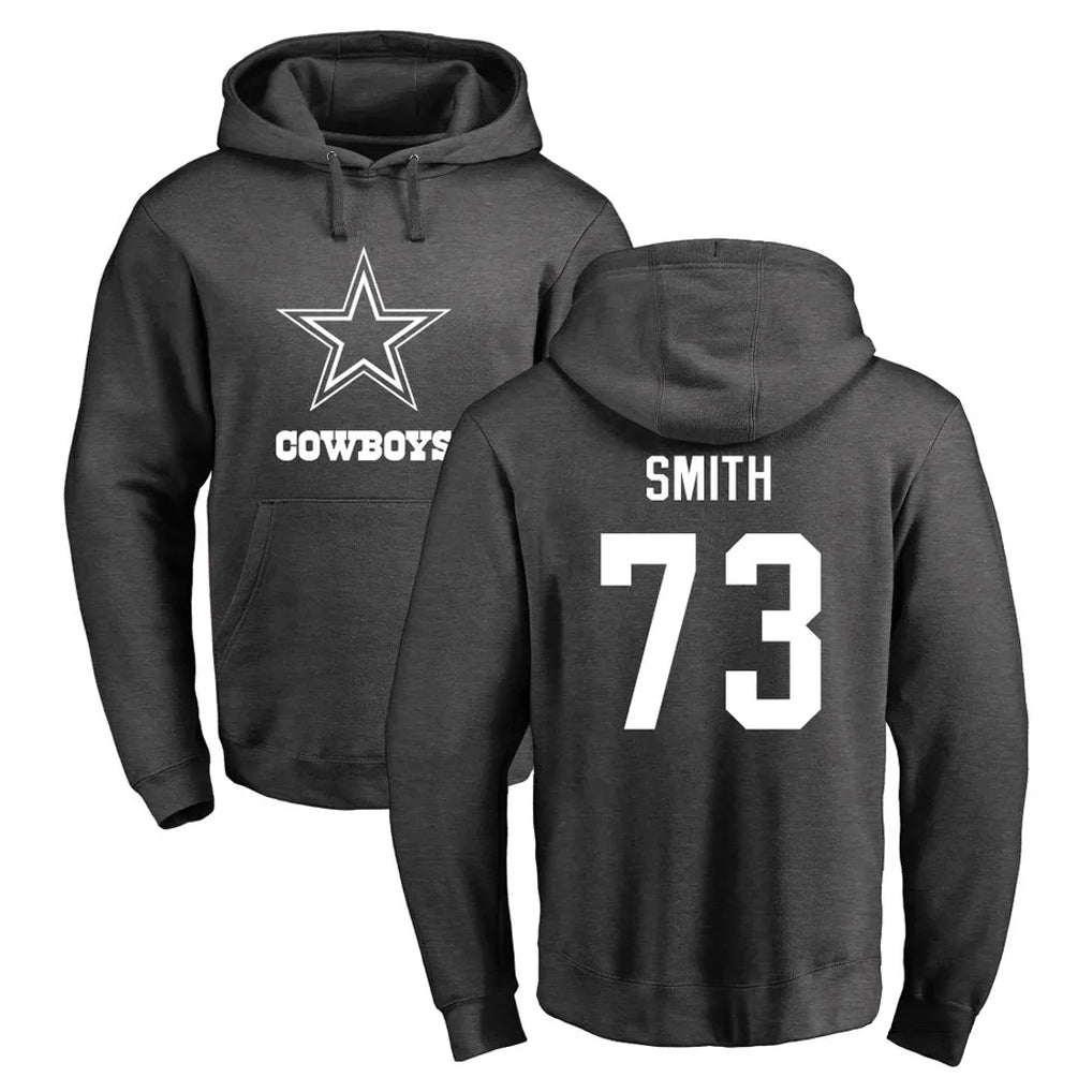 Blackjersey D.Cowboys #73 Tyler Smith Player Ash One Color Pullover Hoodie Limited Stitched Jerseys