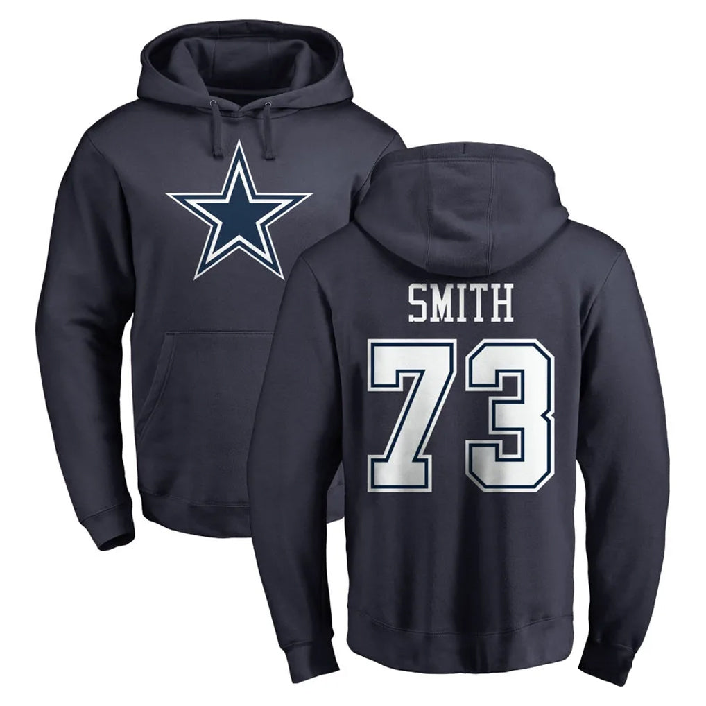 Blackjersey D.Cowboys #73 Tyler Smith Player Navy Pullover Hoodies Limited Stitched Jerseys