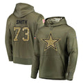 Blackjersey D.Cowboys #73 Tyler Smith Player Olive Salute to Service Pullover Hoodies Home Game Stitched Jerseys