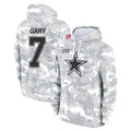 Blackjersey D.Cowboys #7 Rashan Gary Player Arctic Camo Salute to Service Hoodies Limited Game Stitched Jerseys