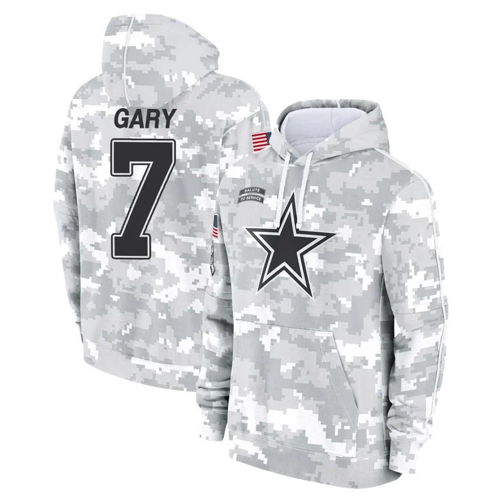 Blackjersey D.Cowboys #7 Rashan Gary Player Arctic Camo Salute to Service Hoodies Limited Game Stitched Jerseys